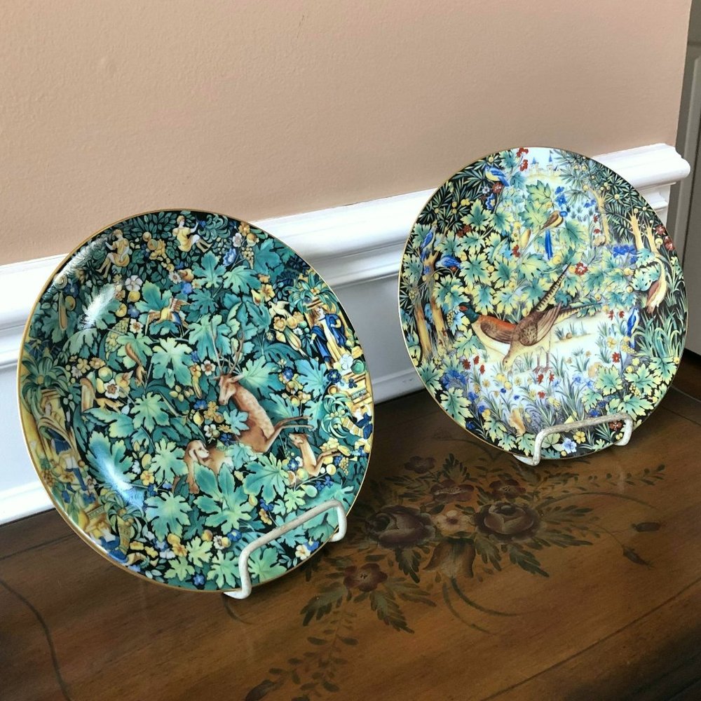 The “Enchanted Forest” (La Forêt Enchantée ) pair of Limited Edition plates
